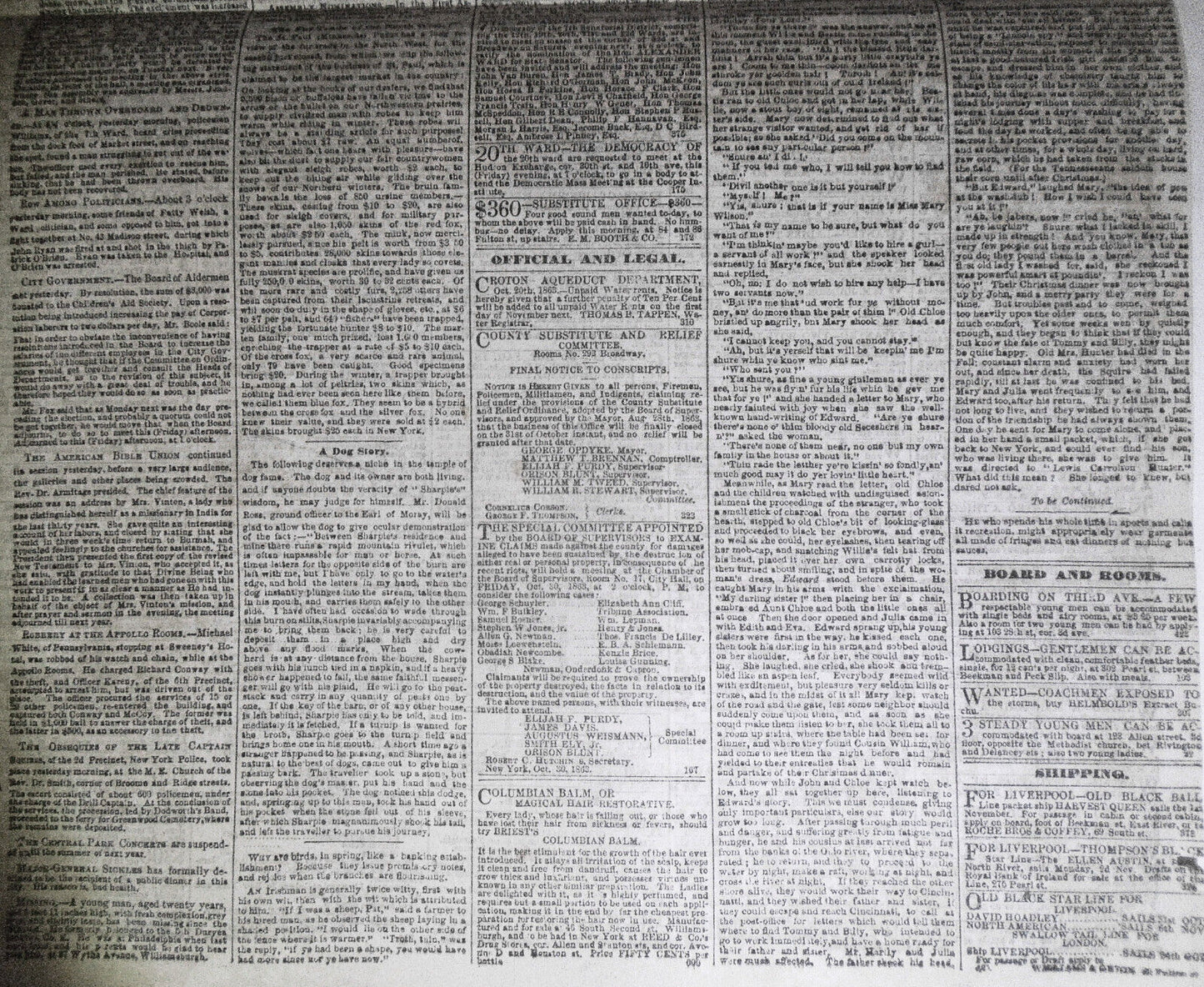 The New York Sun, October 30, 1863 - Civil War news from Tennessee, Virginia etc