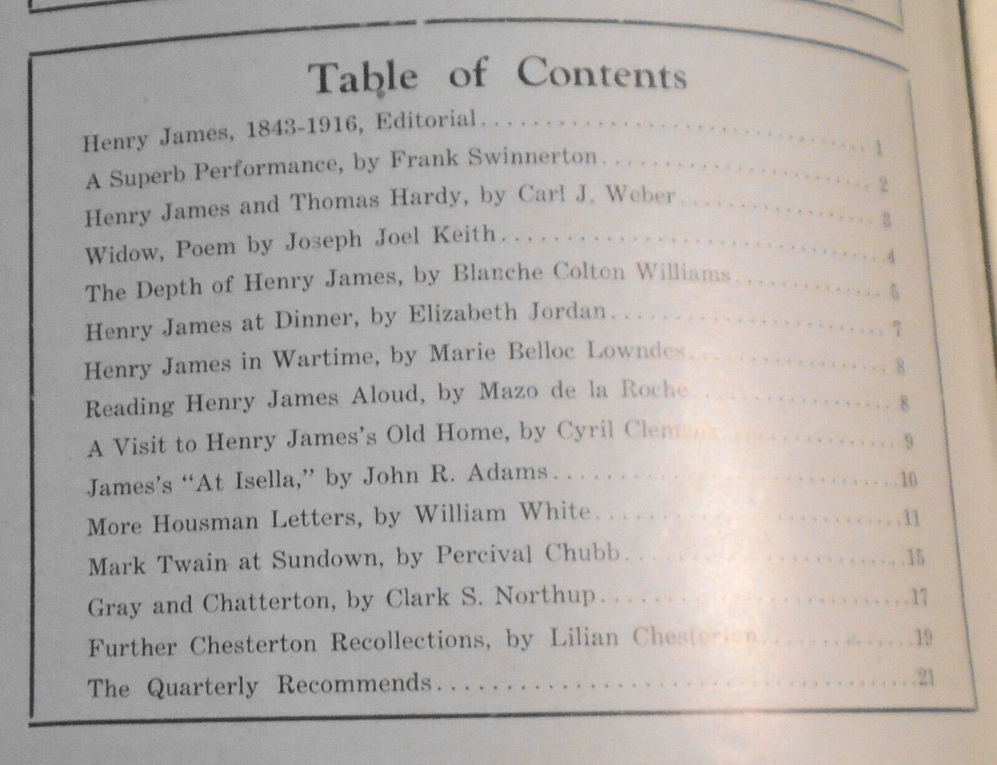 [Henry James] Mark Twain Quarterly  1943. Signed to August Derleth. Sendak copy.