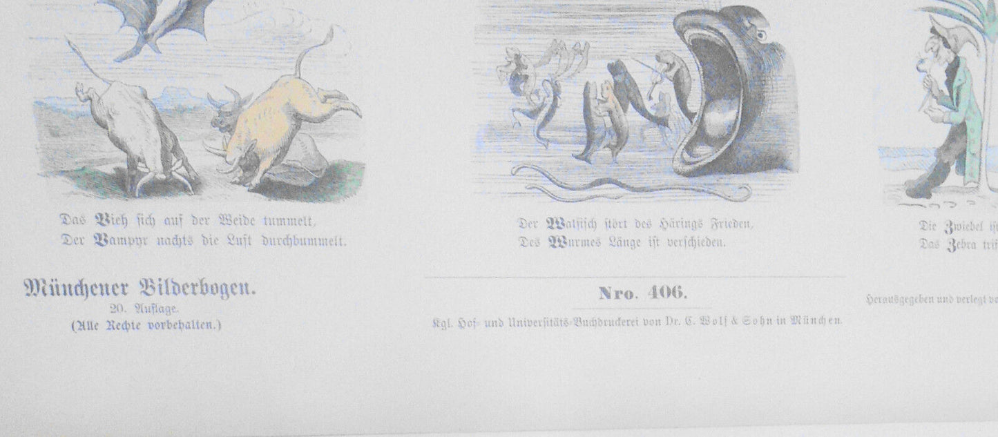 1890 Naturgeschichtliches Alphabet - Münchener Bilderbogen N. 406; Wilhelm Busch