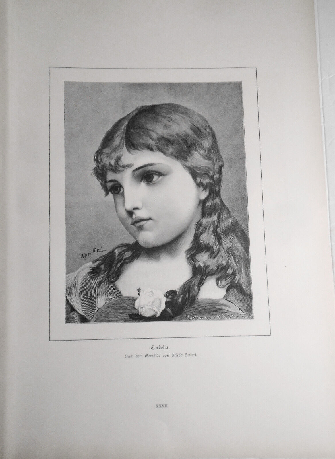 Cordelia, by Alfred Seifert --  1884 -- Original antique print