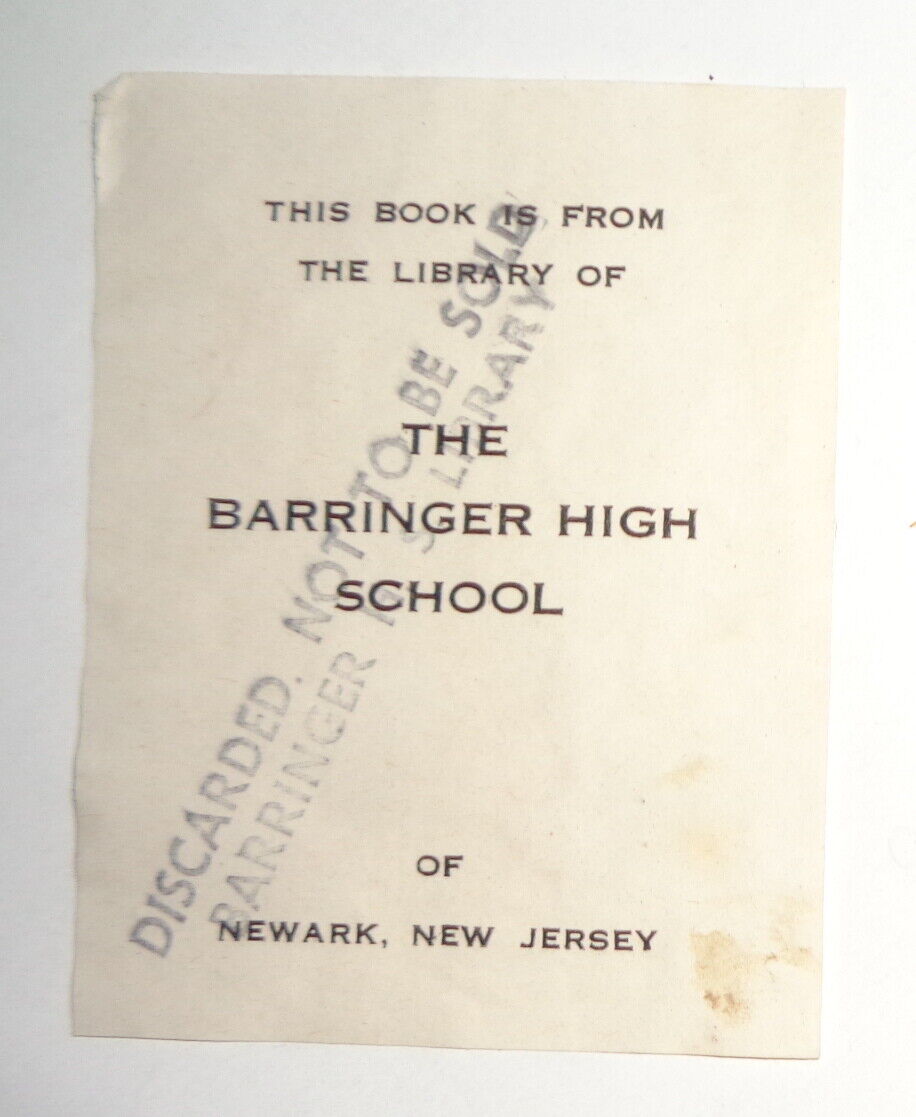 The Barringer High School, Newark, New Jersey - Ex Libris Bookplate