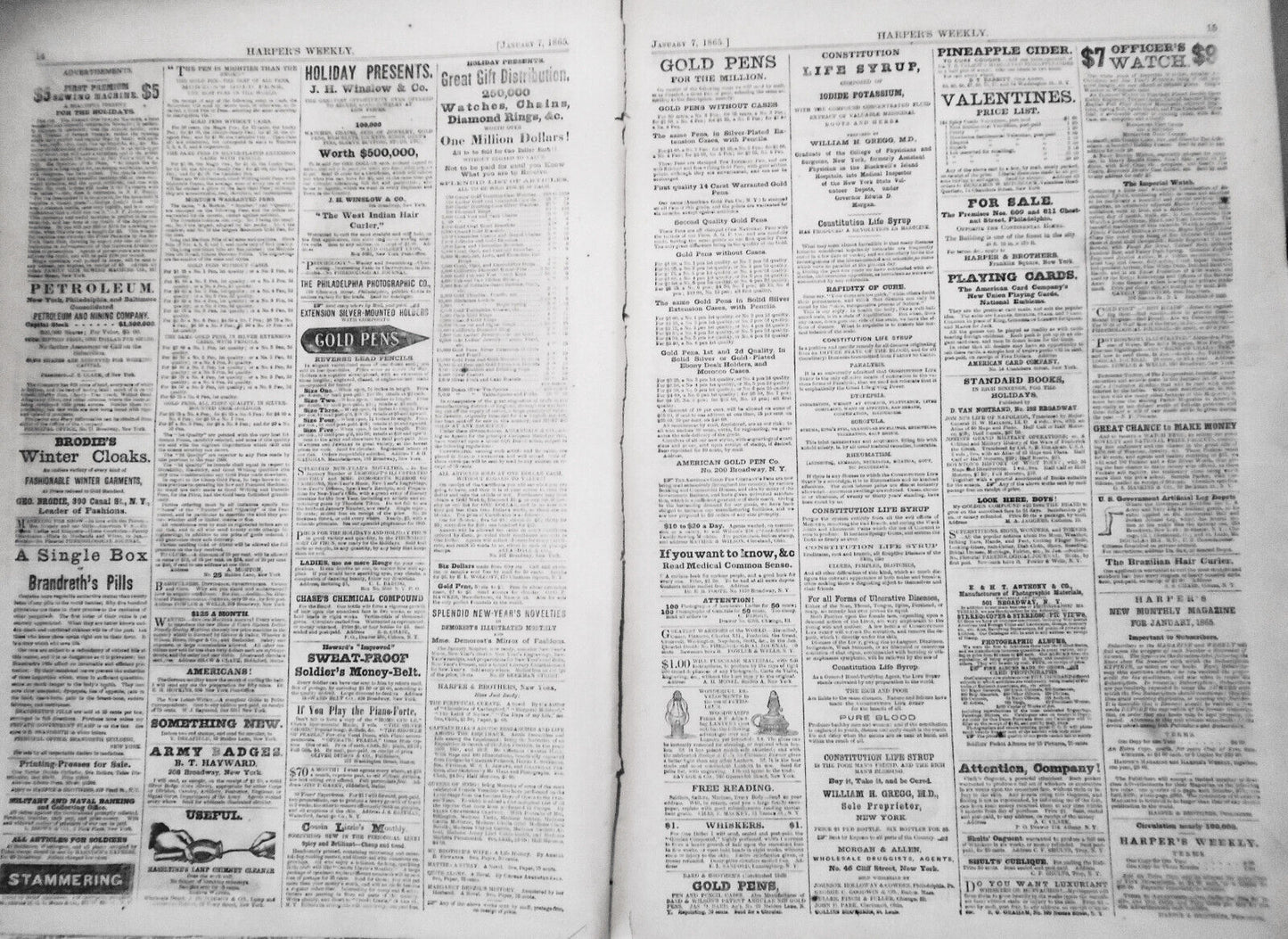 Harper's Weekly January 7, 1865. Complete Original issue. Sherman takes Georgia.