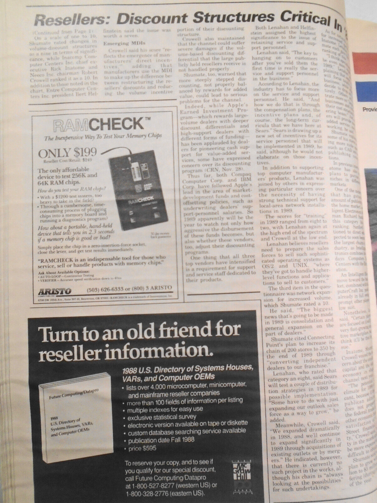 Computer Reseller News December 26, 1988 - Crawford leaves IBM for AT&T, etc