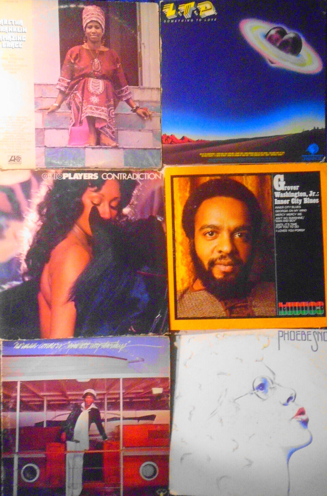 Lot of 6 R&B Soul vinyl LP record albums: Aretha Franklin, Ohio Players, LTD etc