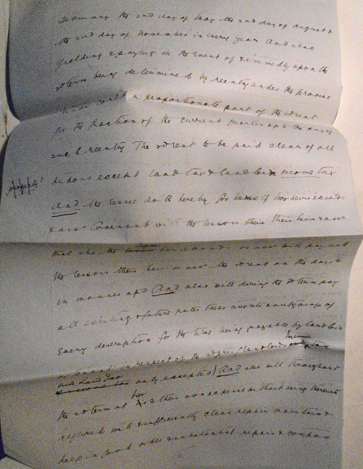 1889 Lease draft. Hereford, England. Clark and Martin to Mrs. Annie Ballard.