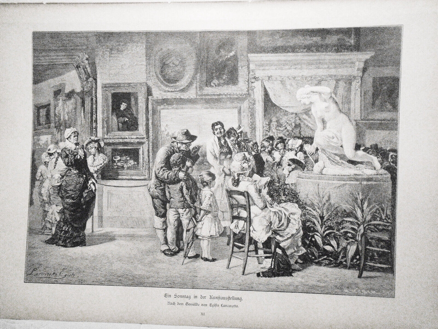 Ein Sonntag in der Kunstausstellung, by Egisto Lancerotto  --  1884  - Original