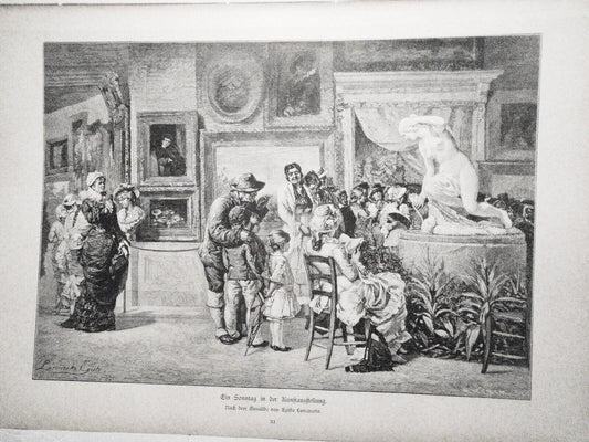 Ein Sonntag in der Kunstausstellung, by Egisto Lancerotto  --  1884  - Original