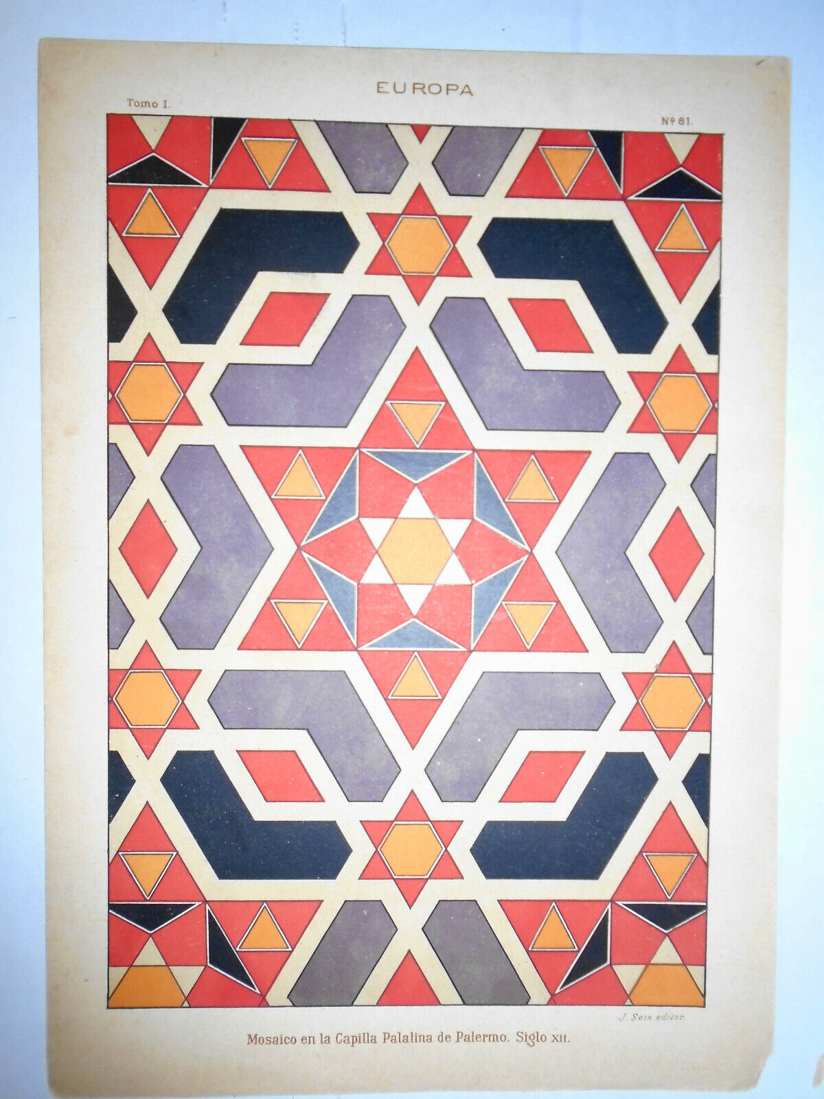 EUROPA Mosaicos - lot of three lithographs circa 1890 by J. Aleu, Barcelona.