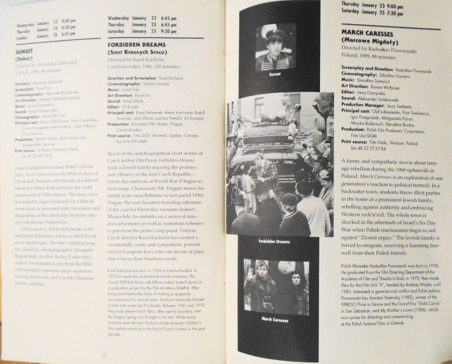 Reemergence Jewish Life in Eastern Europe - Film Festival 1992 Souvenir Program