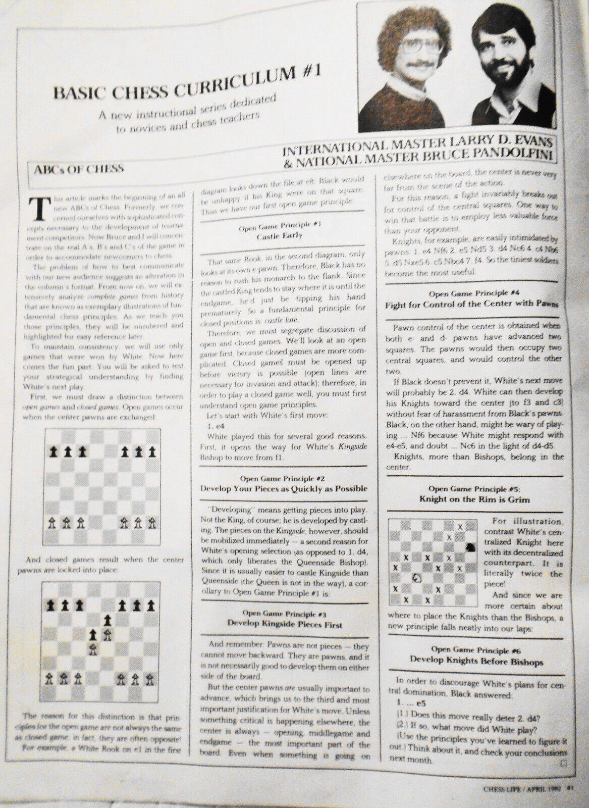 Basic Chess Curriculum by Bruce Pandolfini & Larry Evans 1983. 12 1-page lessons