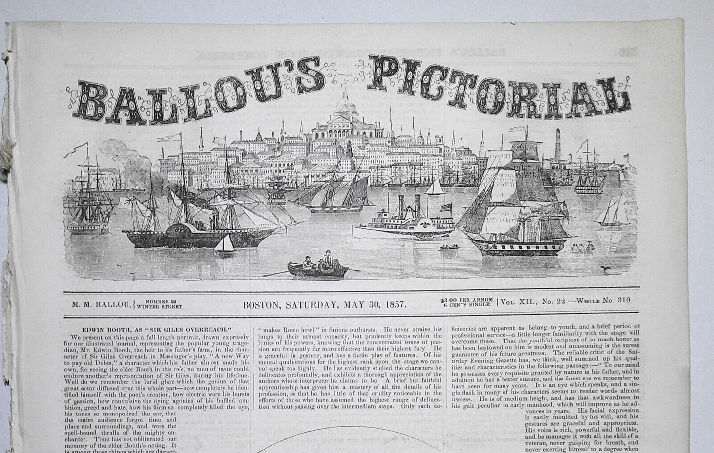Ballou's Pictorial May 30, 1857.  Japanese Wrestlers; Shakespeare Wrestling, etc