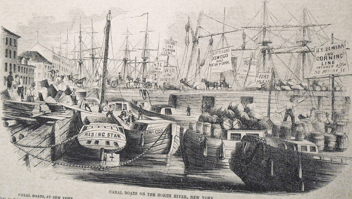 Canal Boats, At New York - 1852 Gleason's - Also Gold Ring & Trinity Church