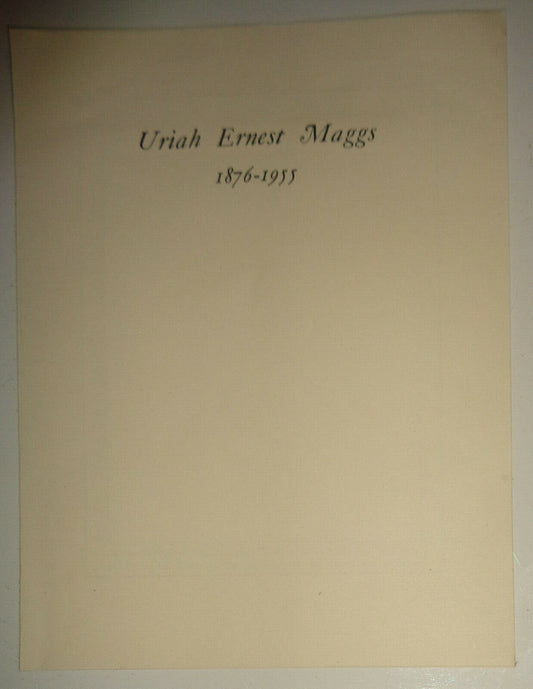 Uriah Ernest Maggs, 1876-1955. [An obituary. With a portrait.].