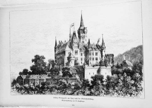 Schloß Wernigerode nach der Wiederherstellung, by B. Straßberger - 1886 original