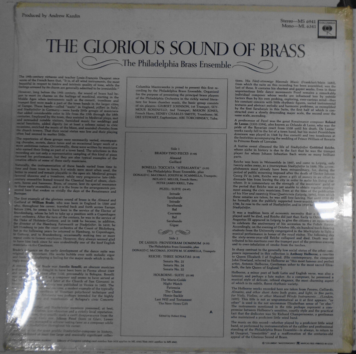 The Philadelphia Brass Ensemble : The Glorious Sound Of Brass LP -- SEALED, NEW