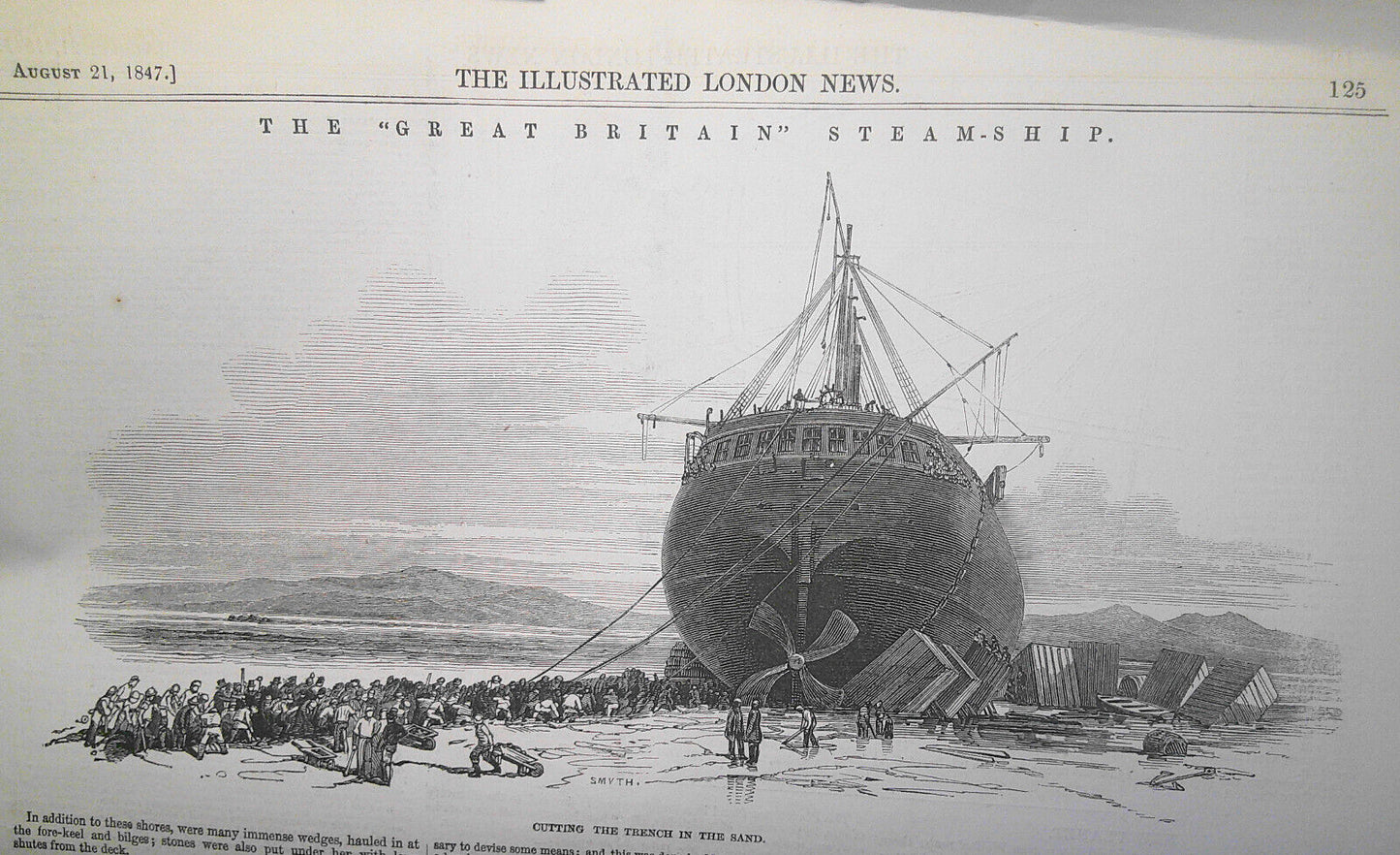 The "Great Britain" Steamship - August 21, 1847 Illustrated London News section
