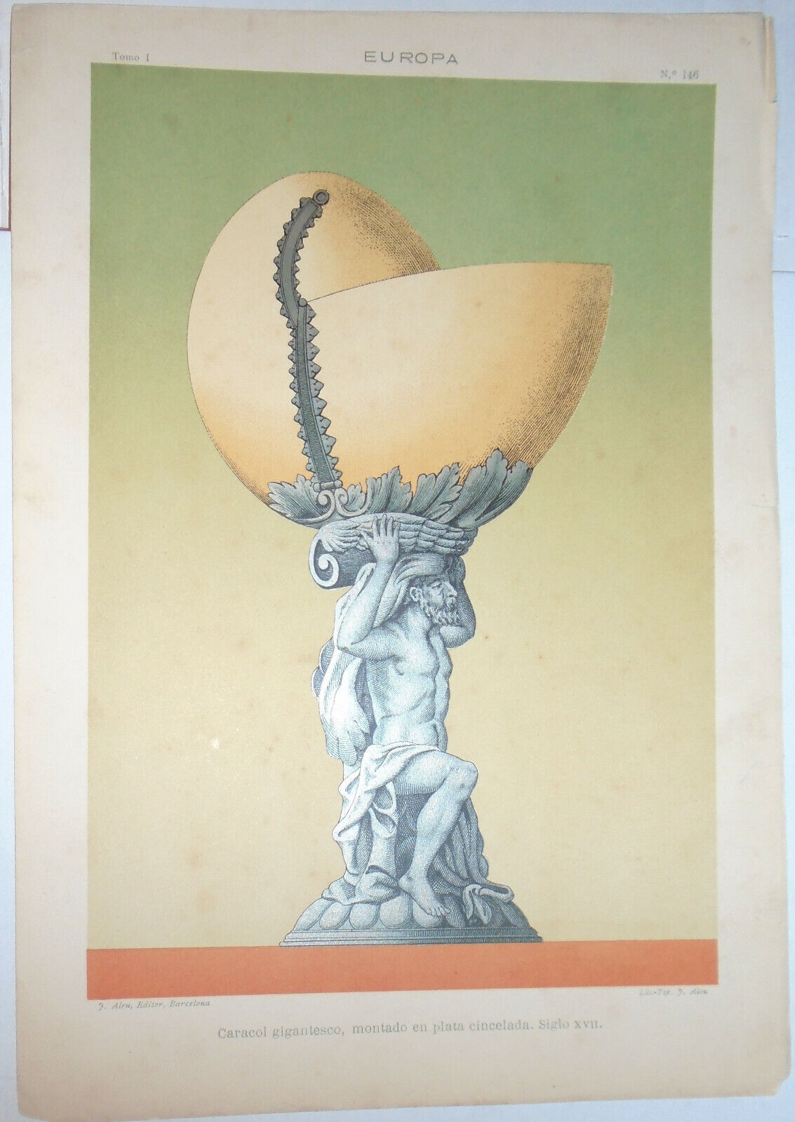 EUROPA - Joyeria esmaltada & Caracol gigantesco lithographs circa 1890 by J Aleu