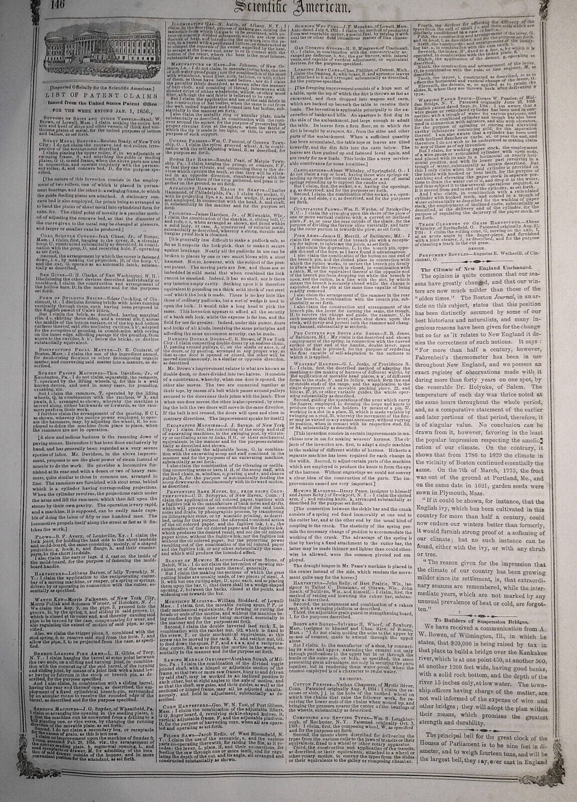 Scientific American January 19, 1856. Robert Fulton; California; Horse flesh etc