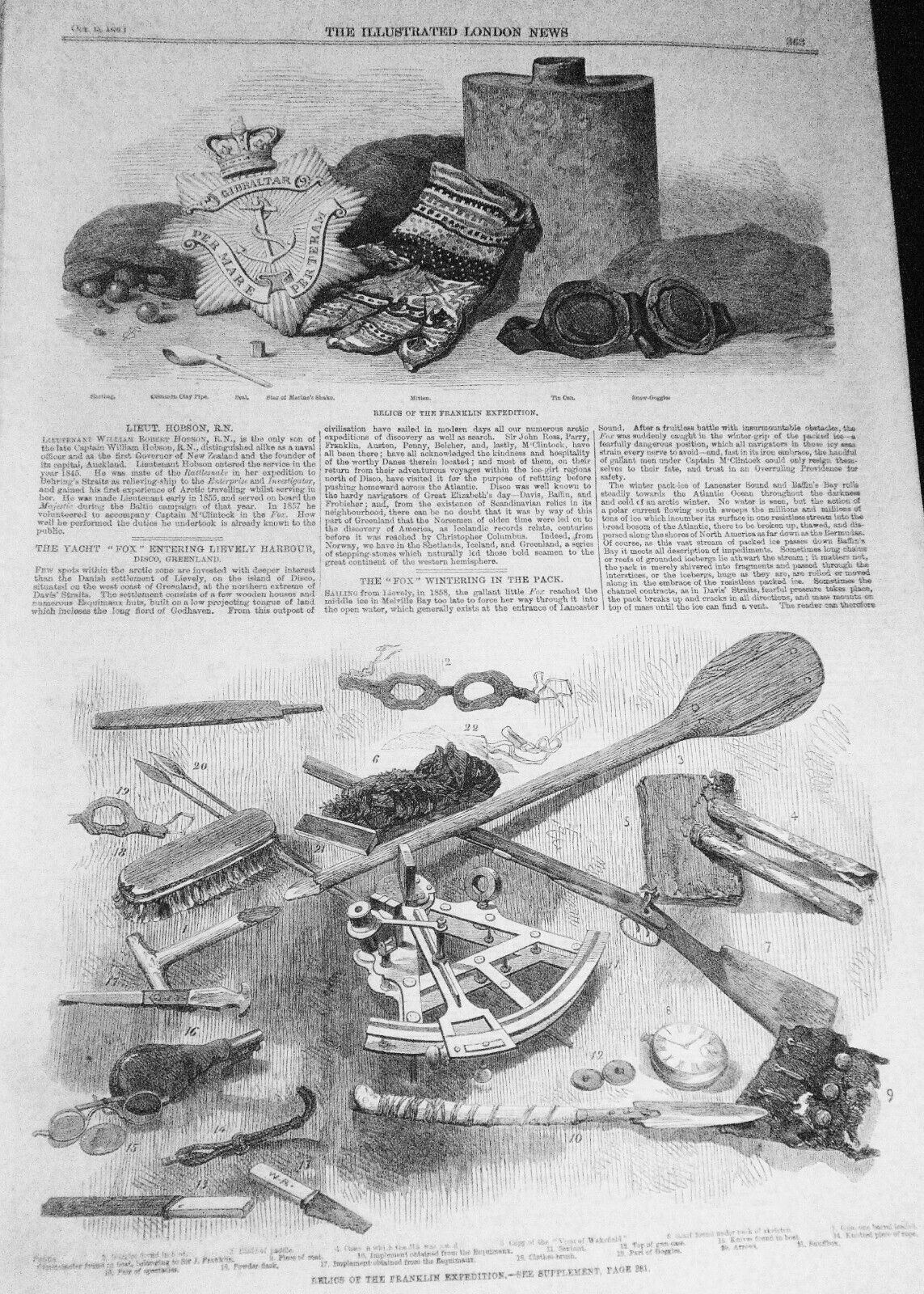 The Illustrated London News, October 15, 1859 - Franklin Expedition relics, etc