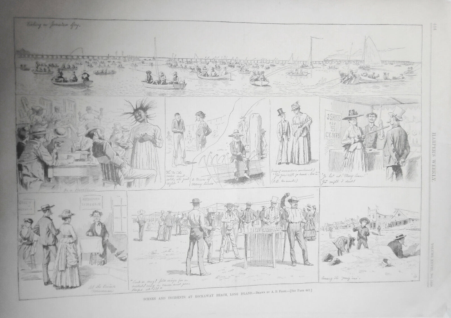 Scenes and Incidents At Rockaway Beach, Long Island, by A. B. Frost. HW  1884