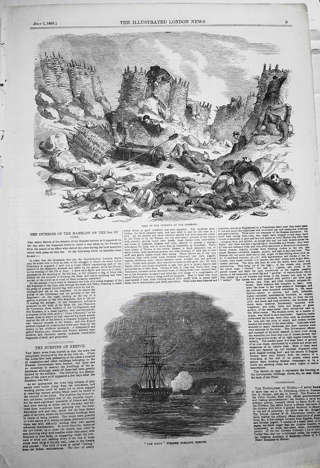Part of the Interior of the Mamelon - Illustrated London News, July 7, 1855