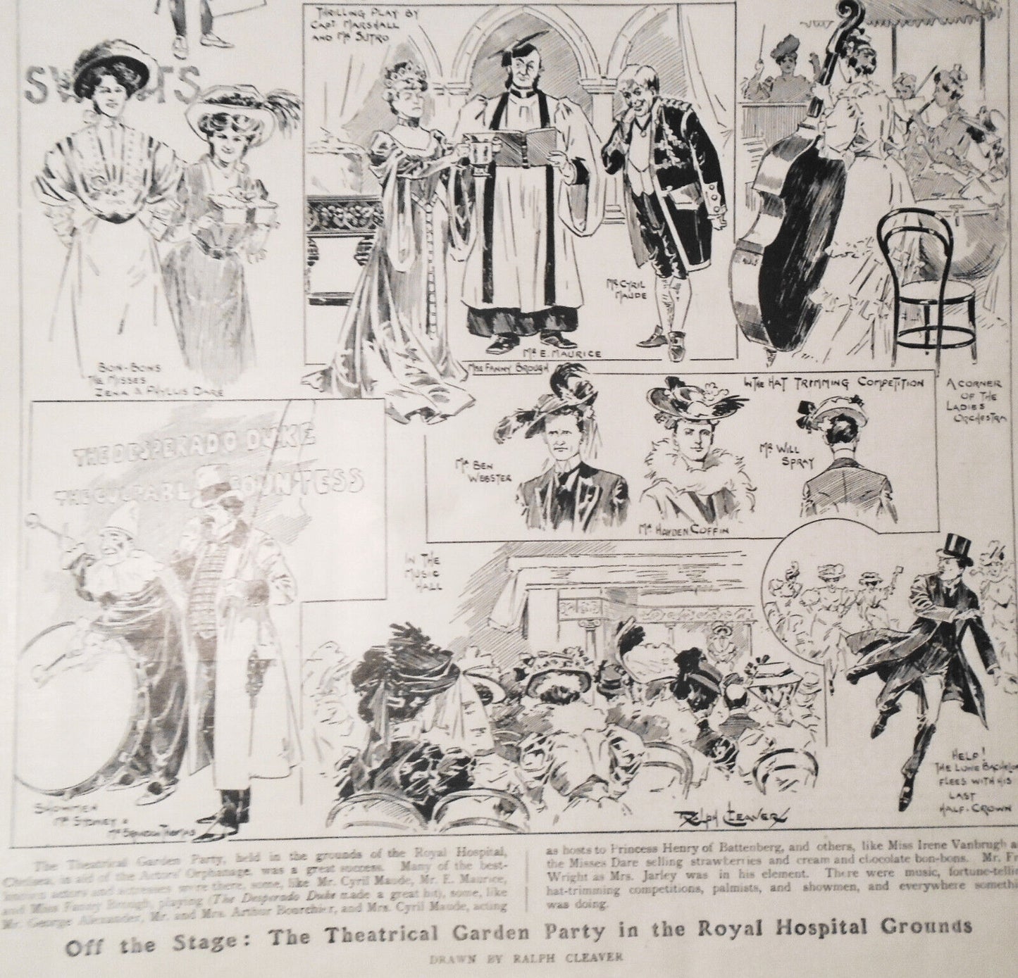 Theatrical garden party in the Royal Hospital grounds. The Graphic, July 1907