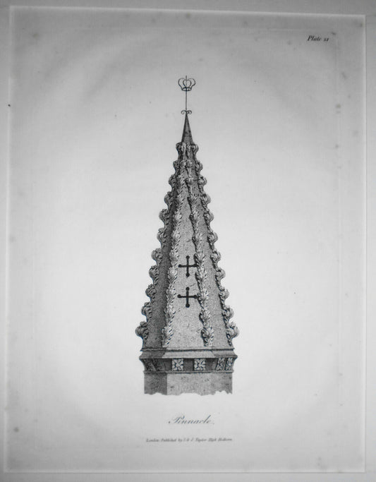 1796 - Pinnacle - Plate 21 from Specimens of Gothic Ornaments ... Lavenham