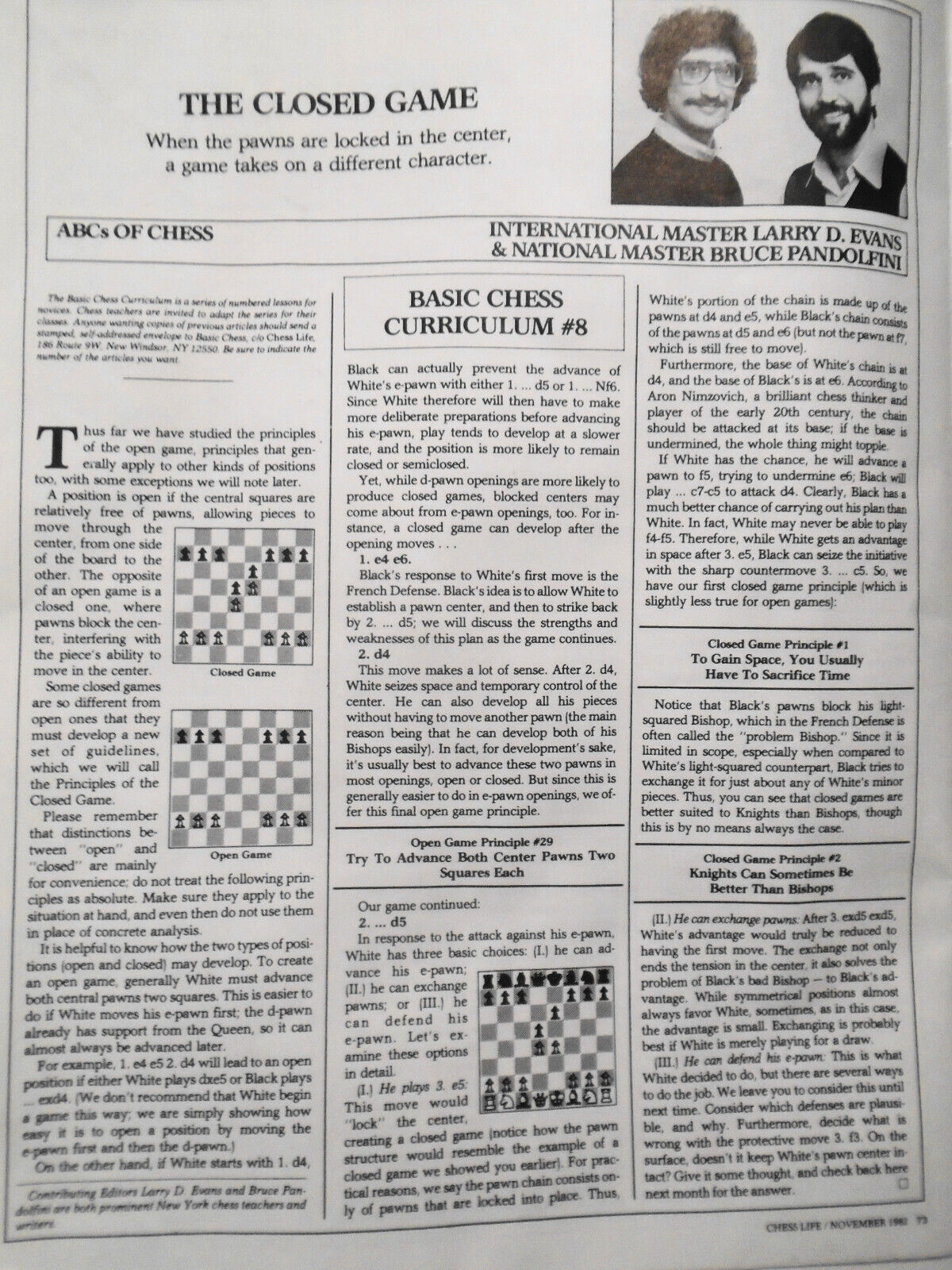 Basic Chess Curriculum by Bruce Pandolfini & Larry Evans 1983. 12 1-page lessons