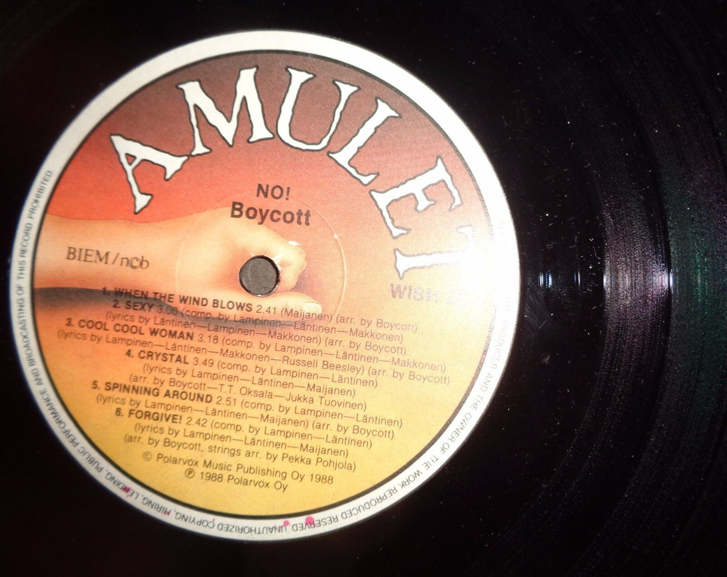 Boycott - No! -- Vinyl LP, Album - Amulet ‎– WISH 26 - 1988 Near Mint