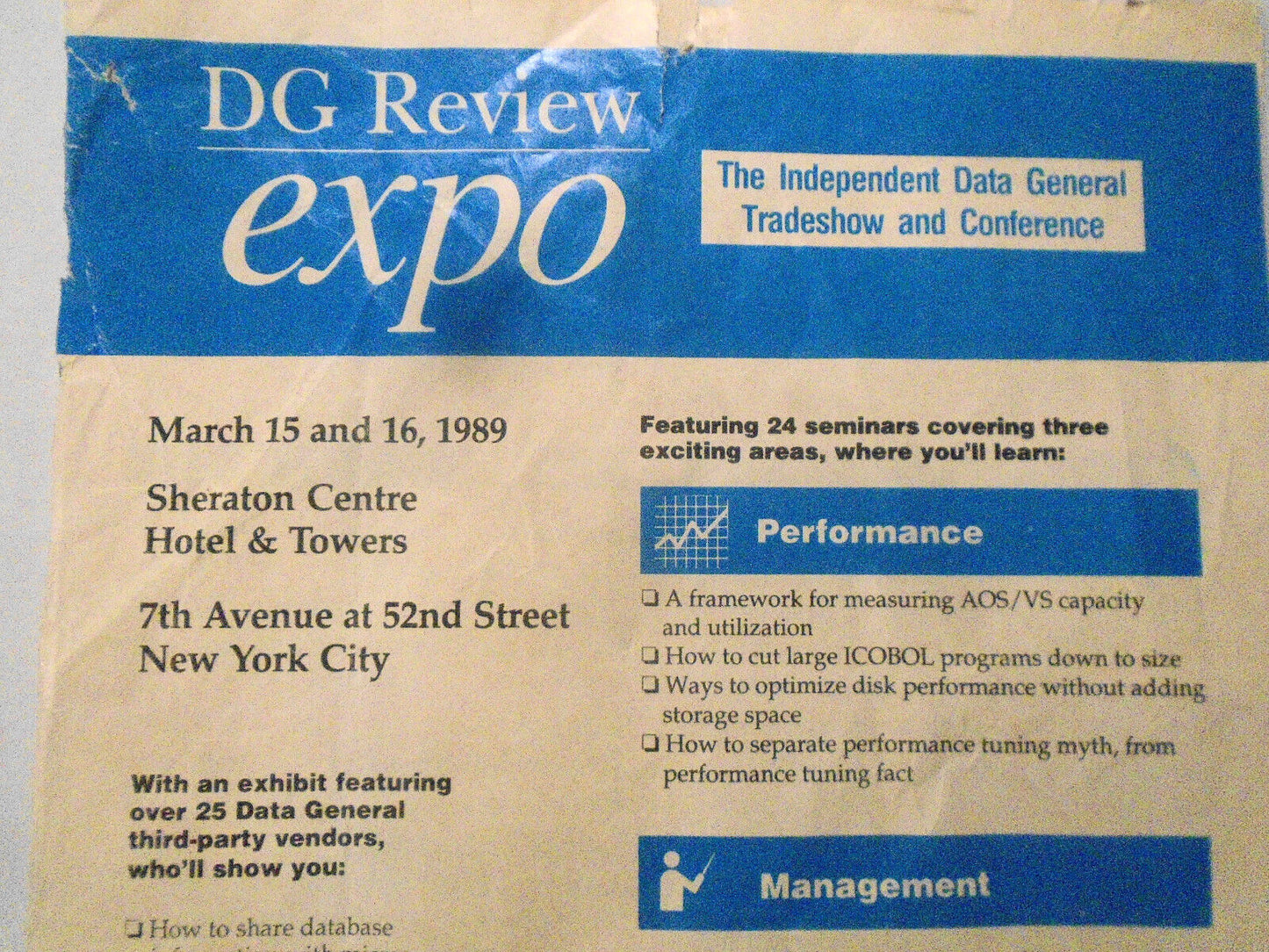 DG Review Expo  - Program -  Tradeshow and Conference - March 15 & 16, 1989. NYC
