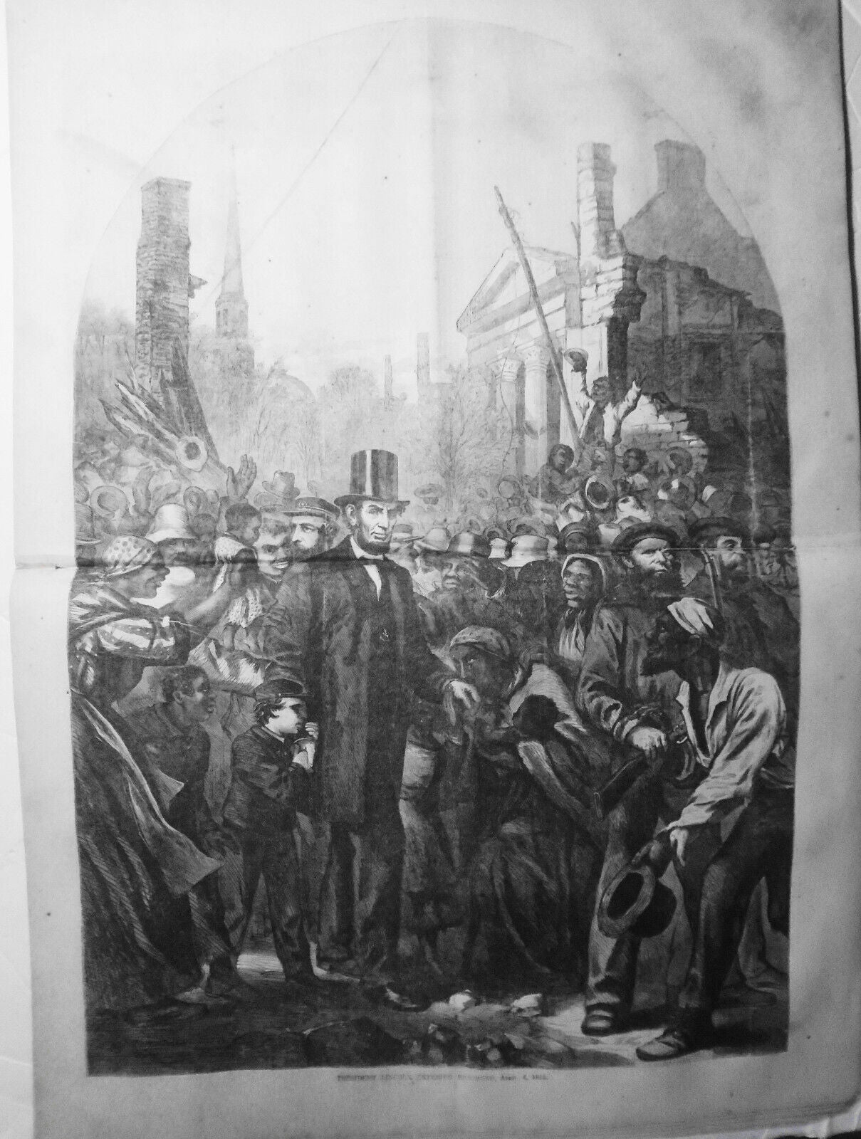 Lincoln entering Richmond, April 4, 1865 - in Harper's Weekly February 24, 1866