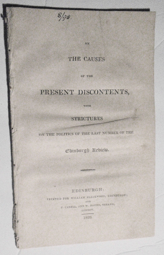 1820 On causes of the present discontents... strictures on... Edinburgh Review