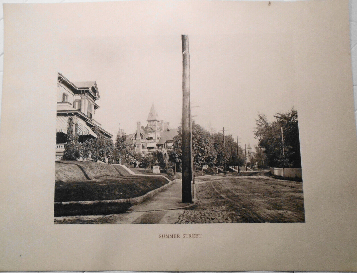 Summer Street, Fitchburg Massachusetts  - print early 1900s - 13.75" x 10.25"