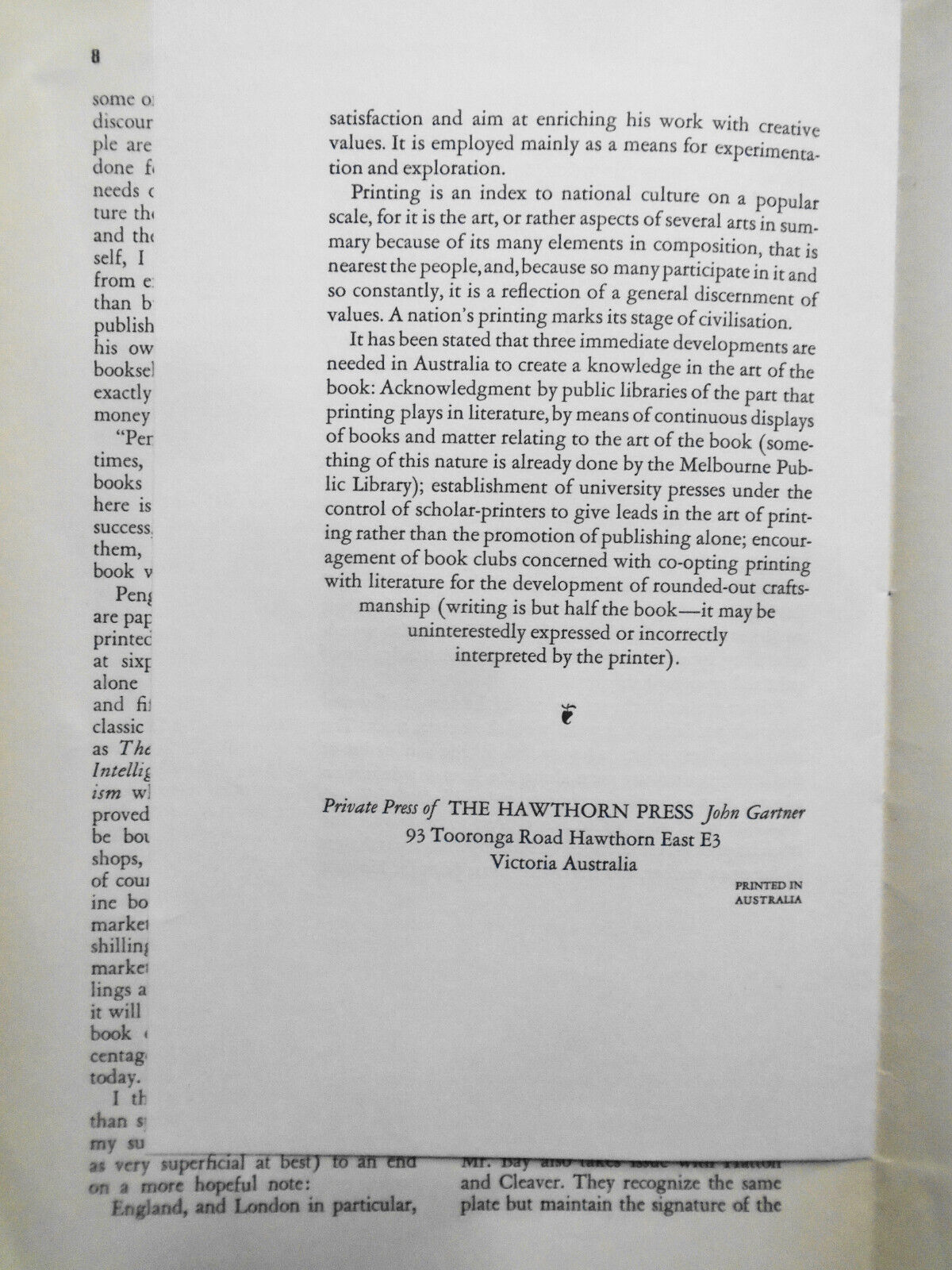 Book Collector's Packet October 1939 - Art Appreciation; Australia Fine Printing