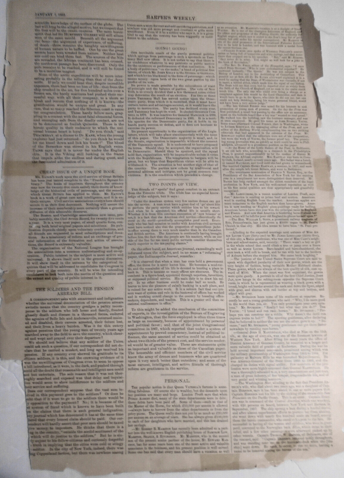 A New Year's call, by Thomas Nast. Harper's Weekly, January 7, 1882. Original