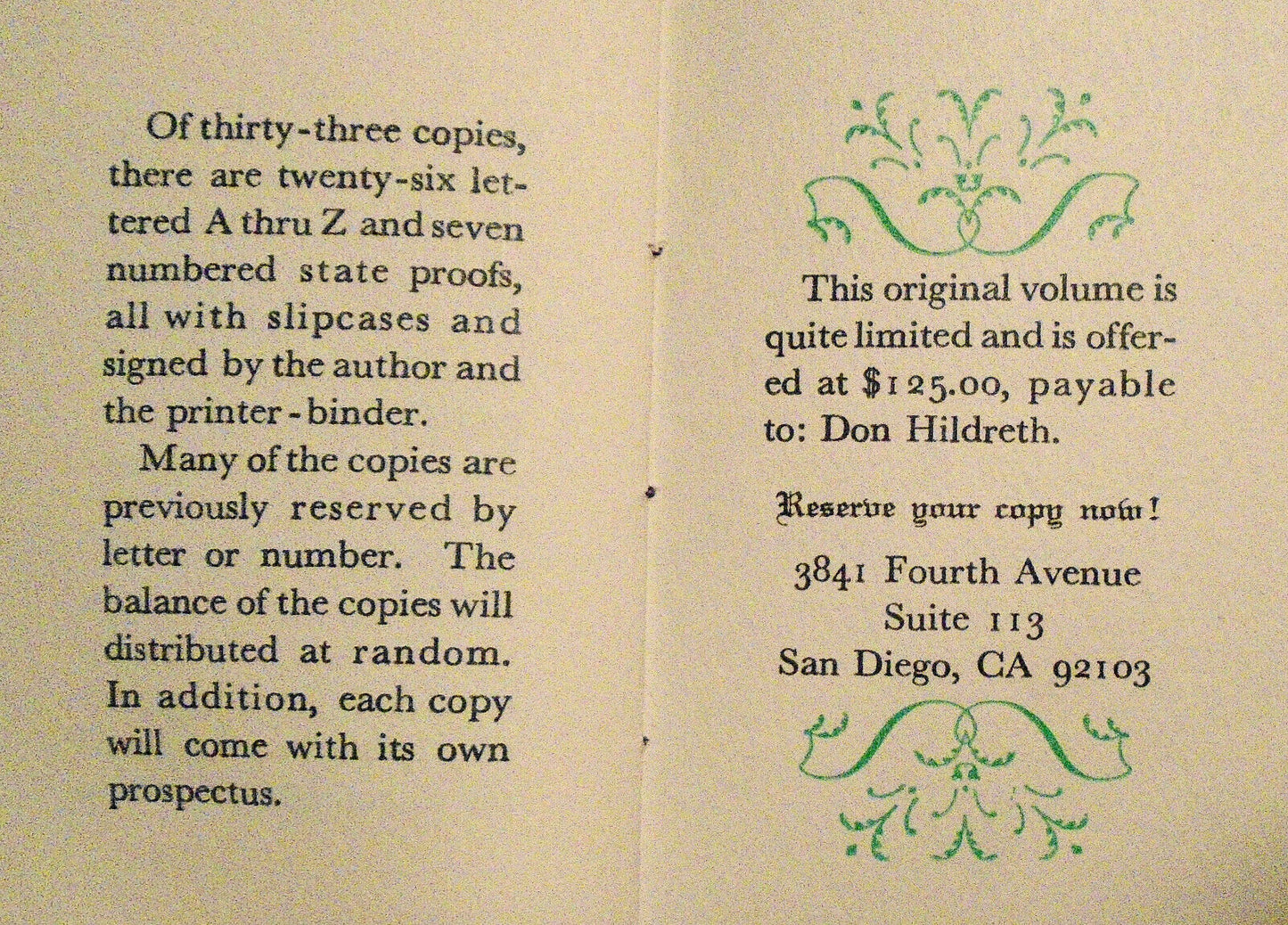 Marie R. by Don Hildreth; Ash Ranch Press. 1990 Miniature book. Limited Edition.