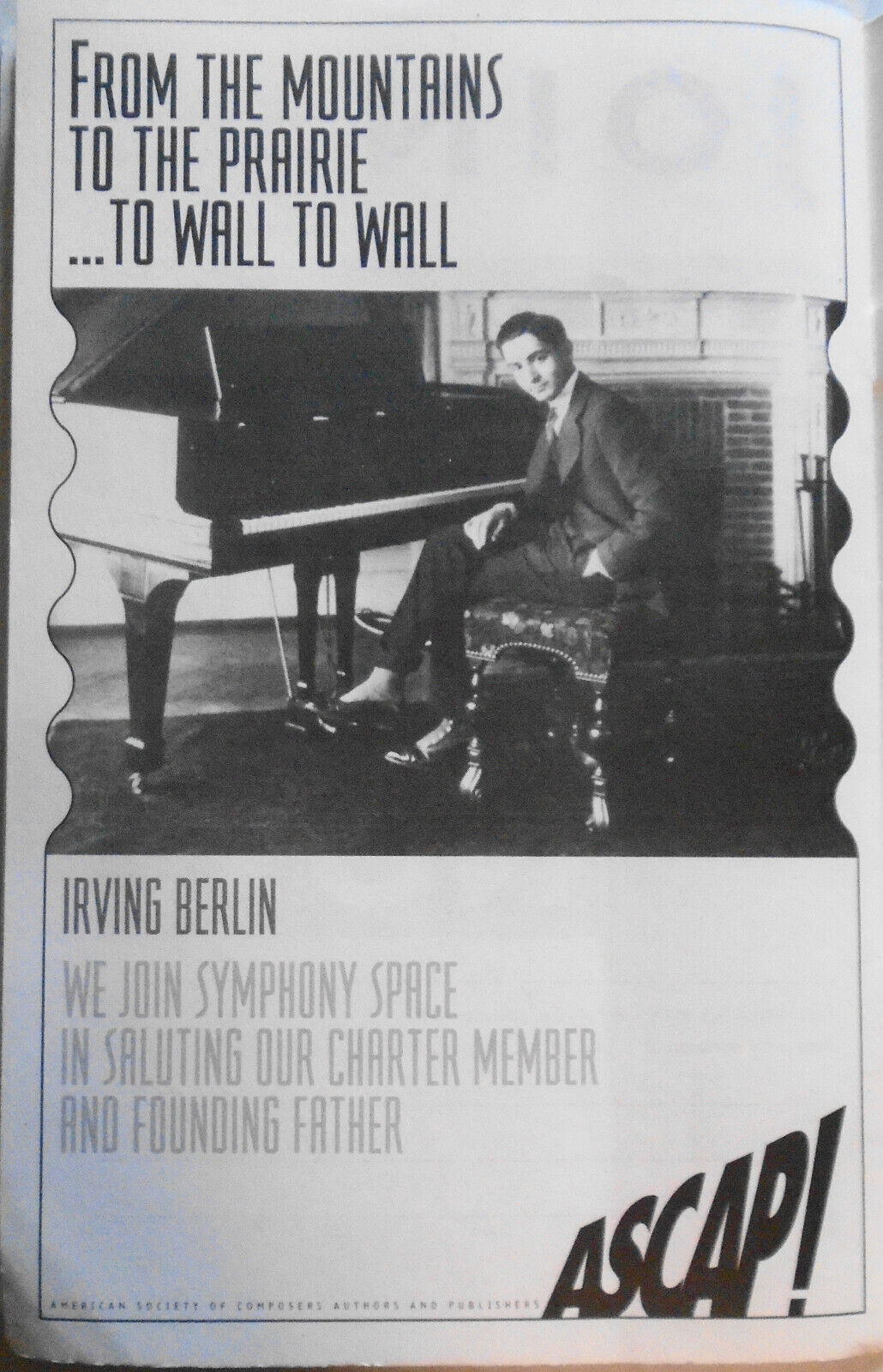 WALL TO WALL IRVING BERLIN - Program - March 19, 1994 - Symphony Space, NYC