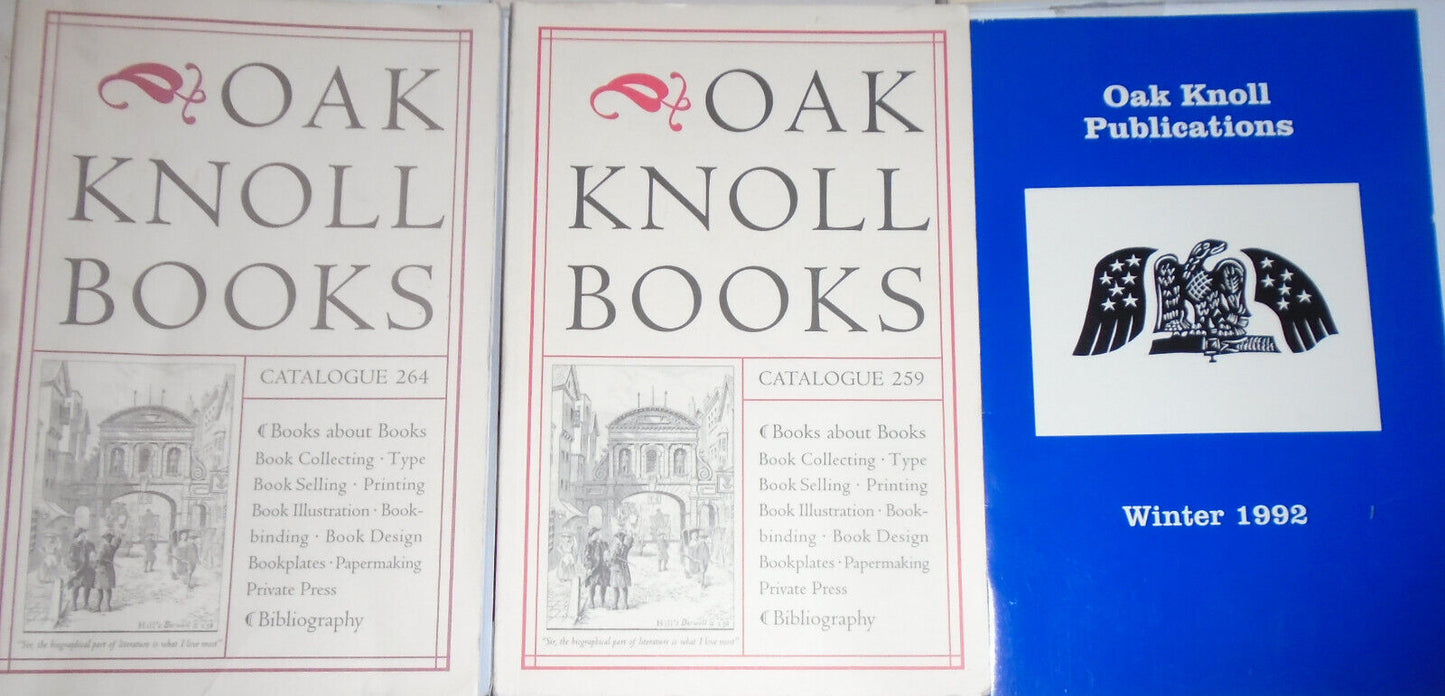 11 Oak Knoll bookseller catalogs: Books About Books, Bibliography, Paper, etc..