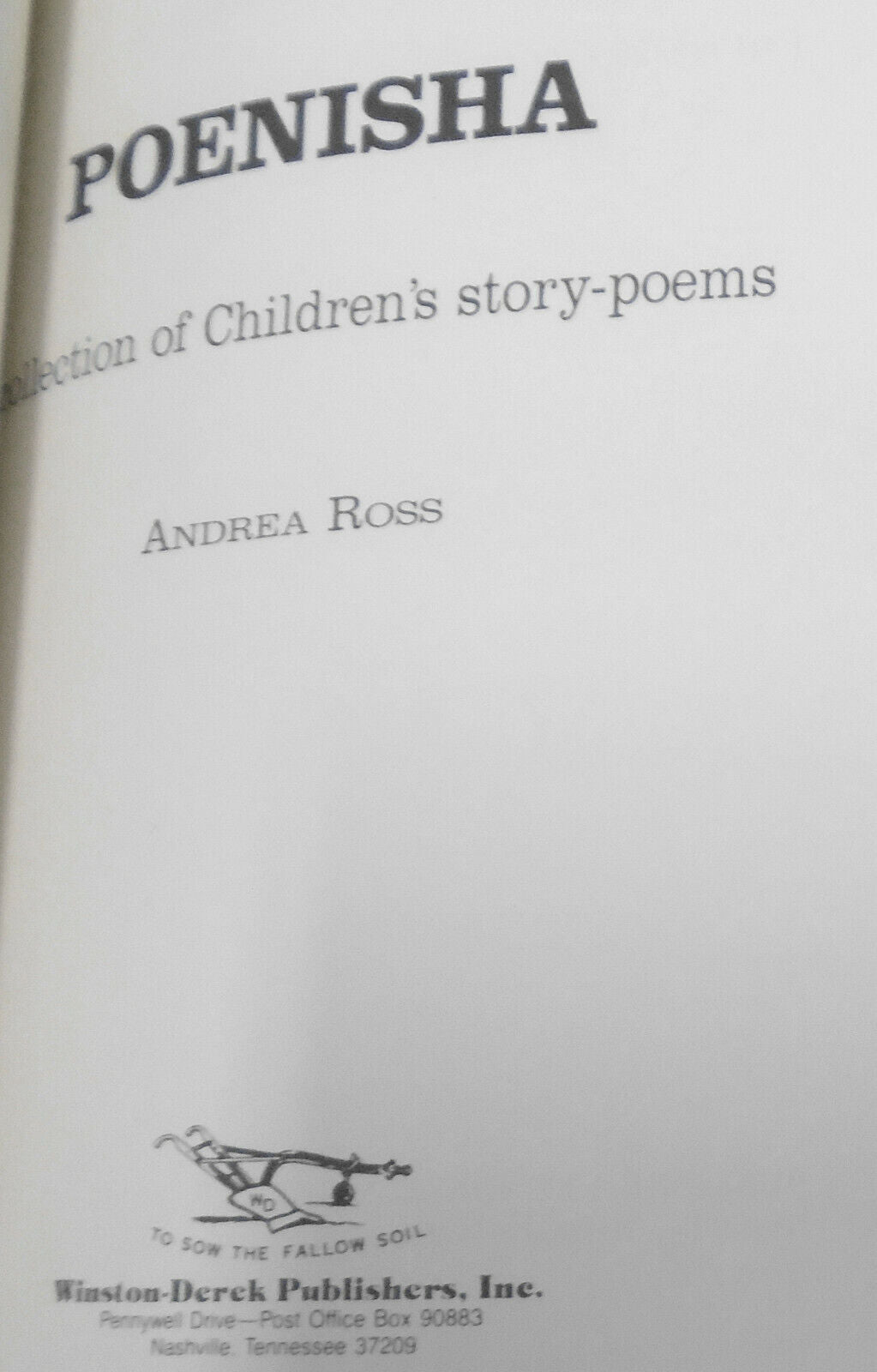 Poenisha - A Collection Of Children's Story-poems - [SIGNED] by Andrea Ross
