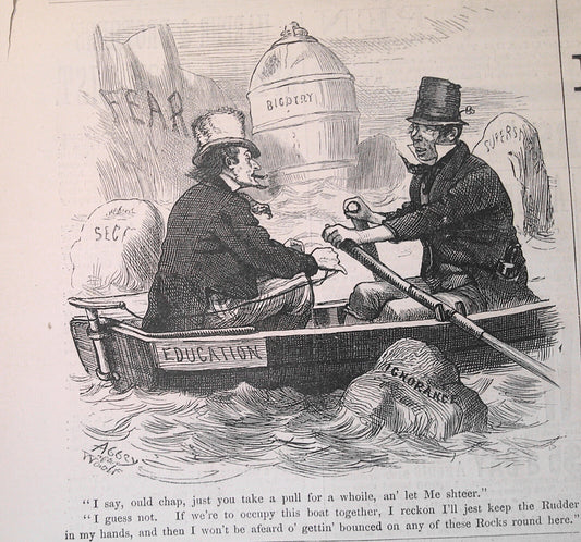 Education Boat - Harper's Weekly April 18, 1874. Original.