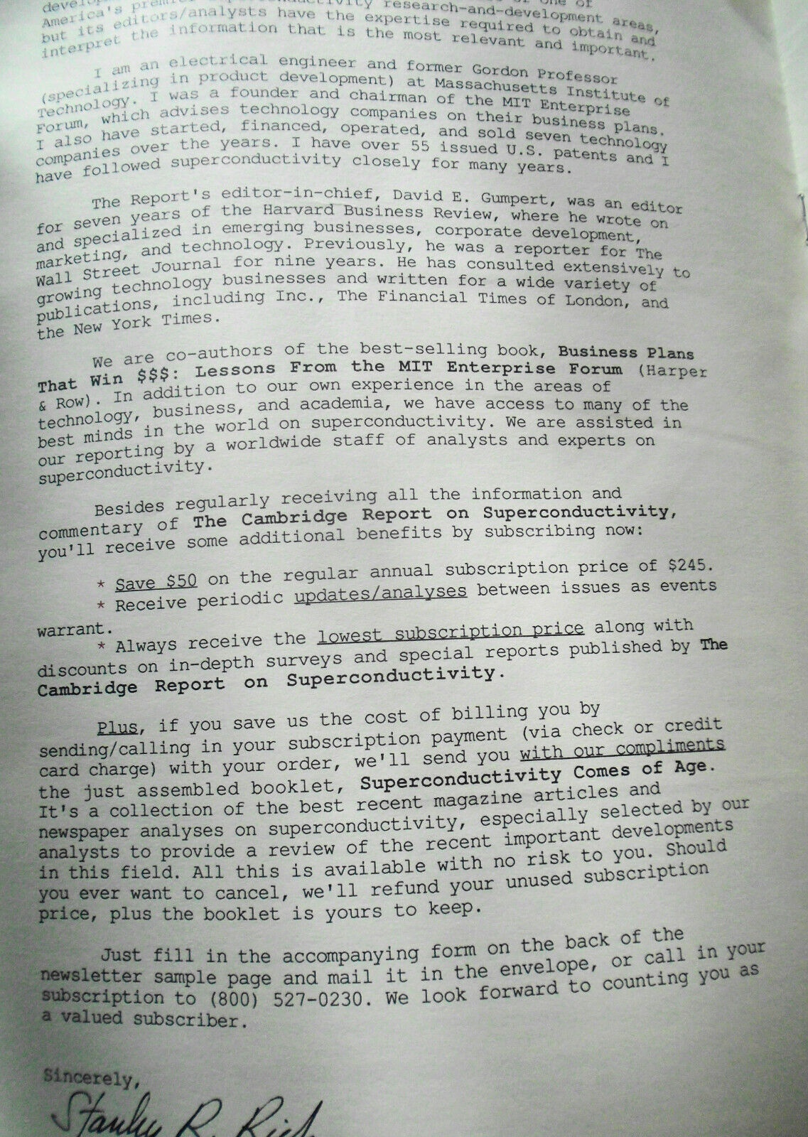 The Cambridge Report on Superconductivity, February 1988. David Gumpert, Editor