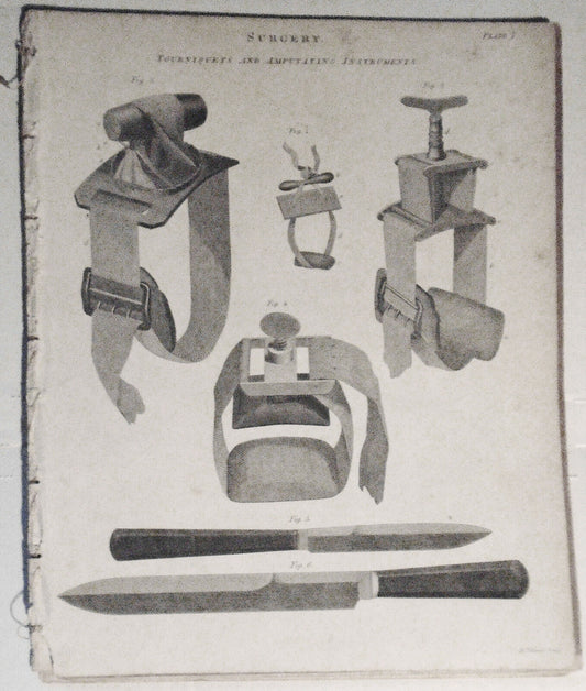 [1815] Surgery tools - 12 engraved plates from Rees' Cyclopaedia plus article