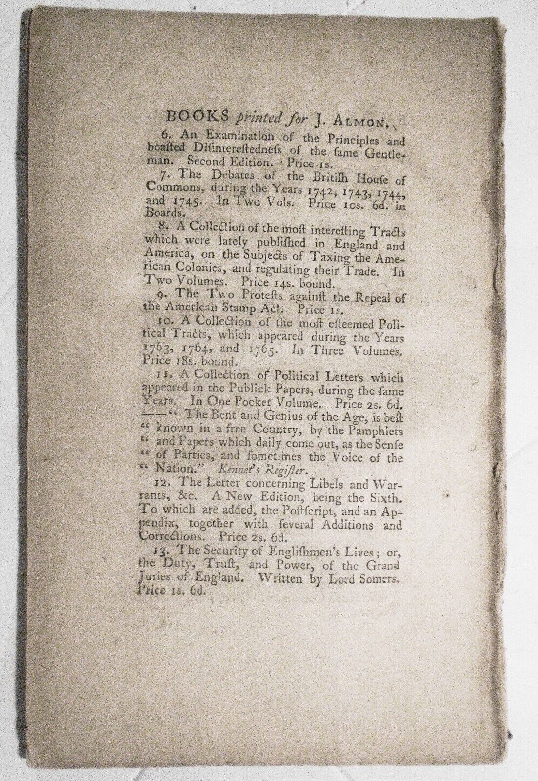 1766 Examination of the principles and boasted disinterestedness - Charles Lloyd