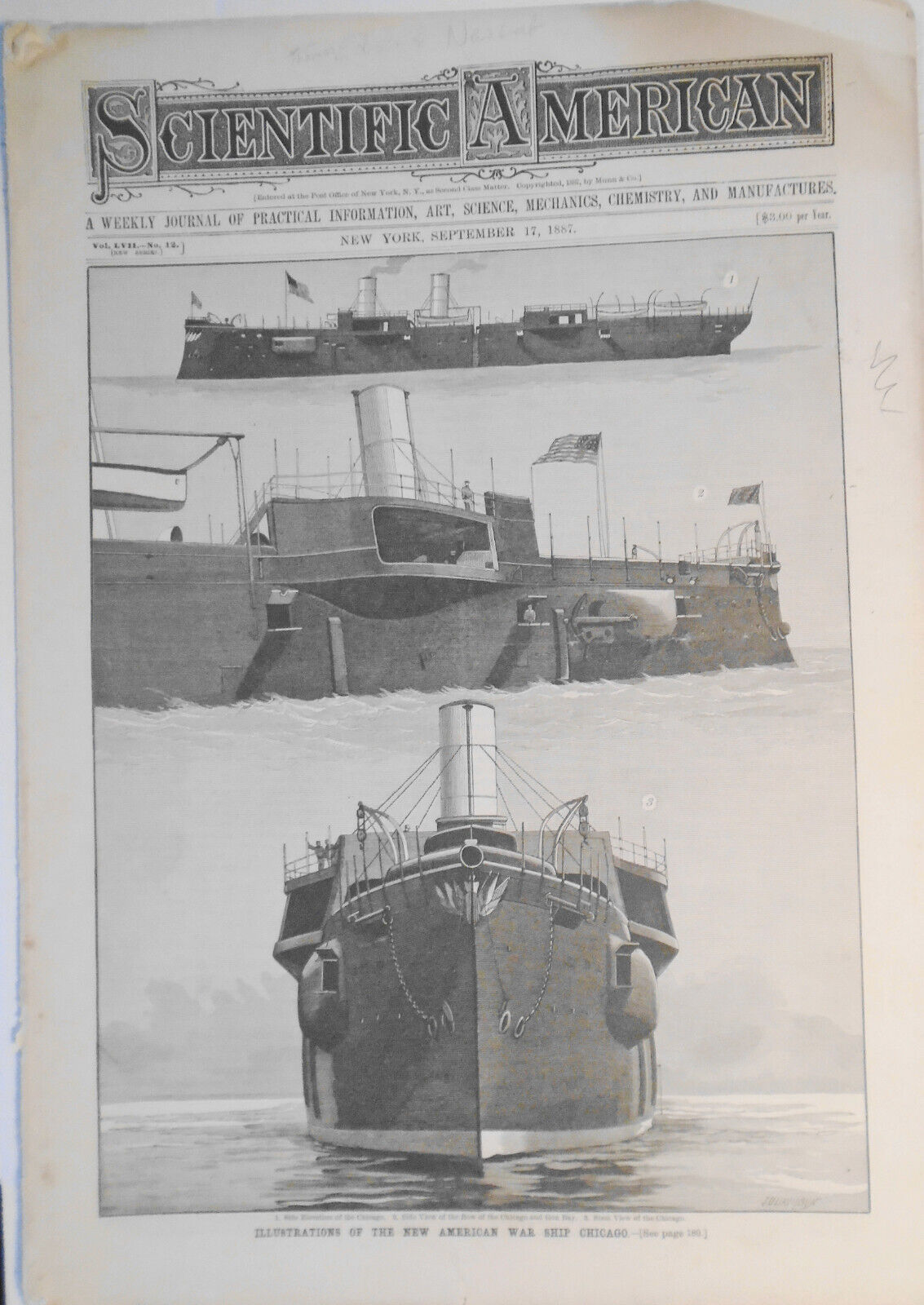 Scientific American, Sept. 17, 1887 - Thomas Edison's New Lab; Chicago War Ship