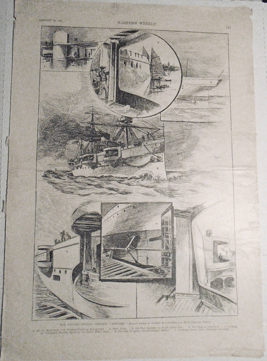 The United States Cruiser "Newark" -  Harper's Weekly January 30, 1892