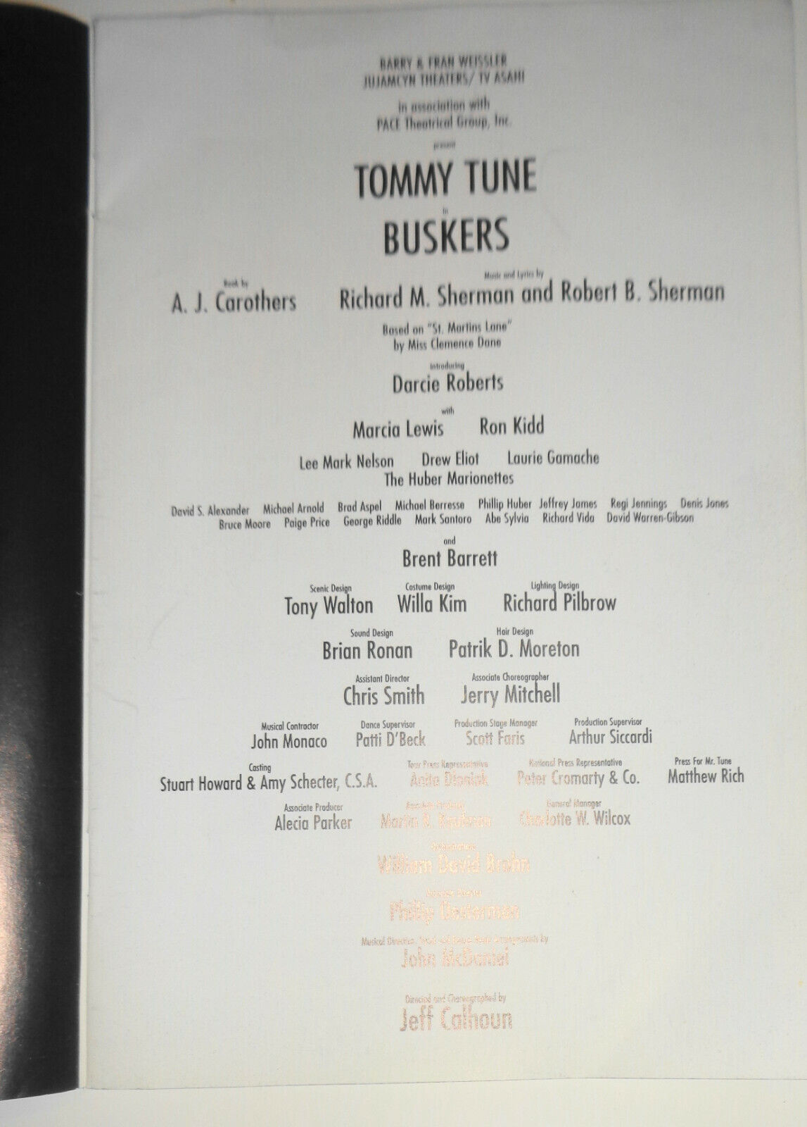 TOMMY TUNE IN "BUSKERS" - PROGRAM - SEPT 5 - 10, 1995 PITTSBURGH, BENEDUM CENTER