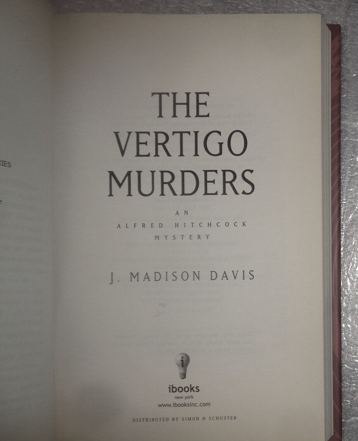 Alfred Hitchcock in the Vertigo Murders by J Madison Davis 2000 Hardcover 1st ed