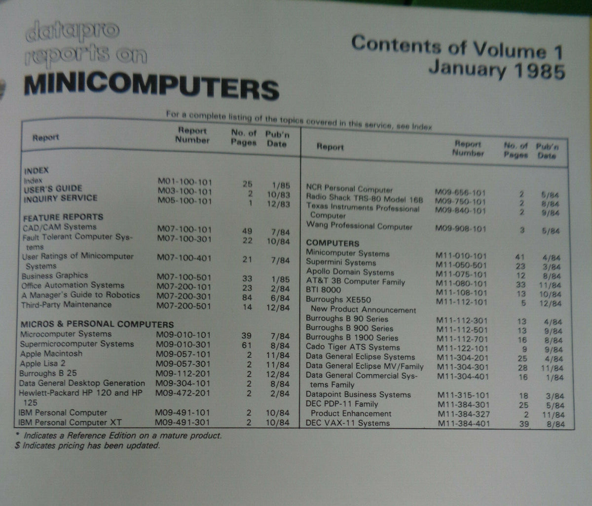 Datapro reports on minicomputers. 1985 by Datapro Research Corporation. Fine