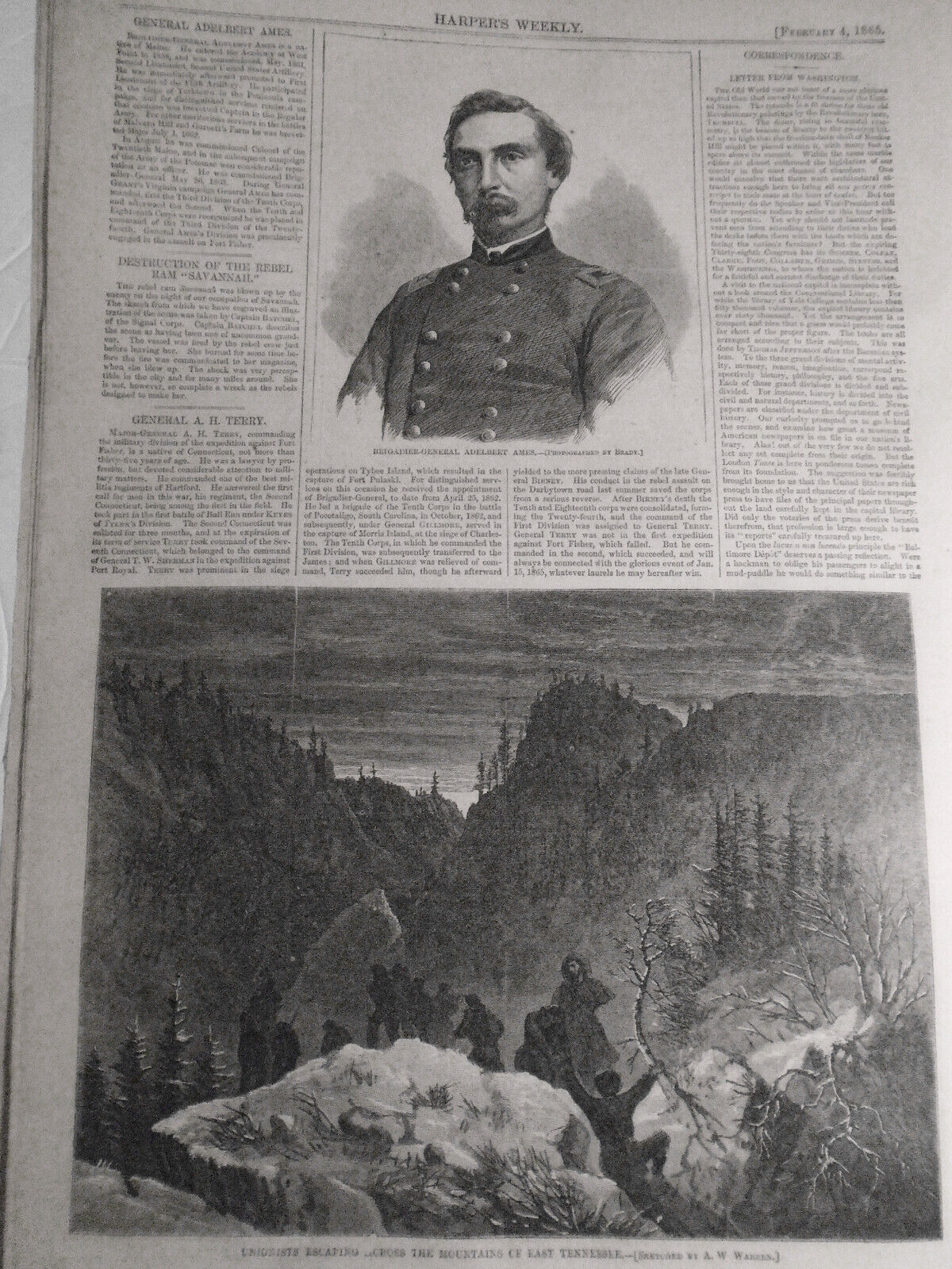 Harper's Weekly February 4, 1865  Union Army in Savannah - Complete Original