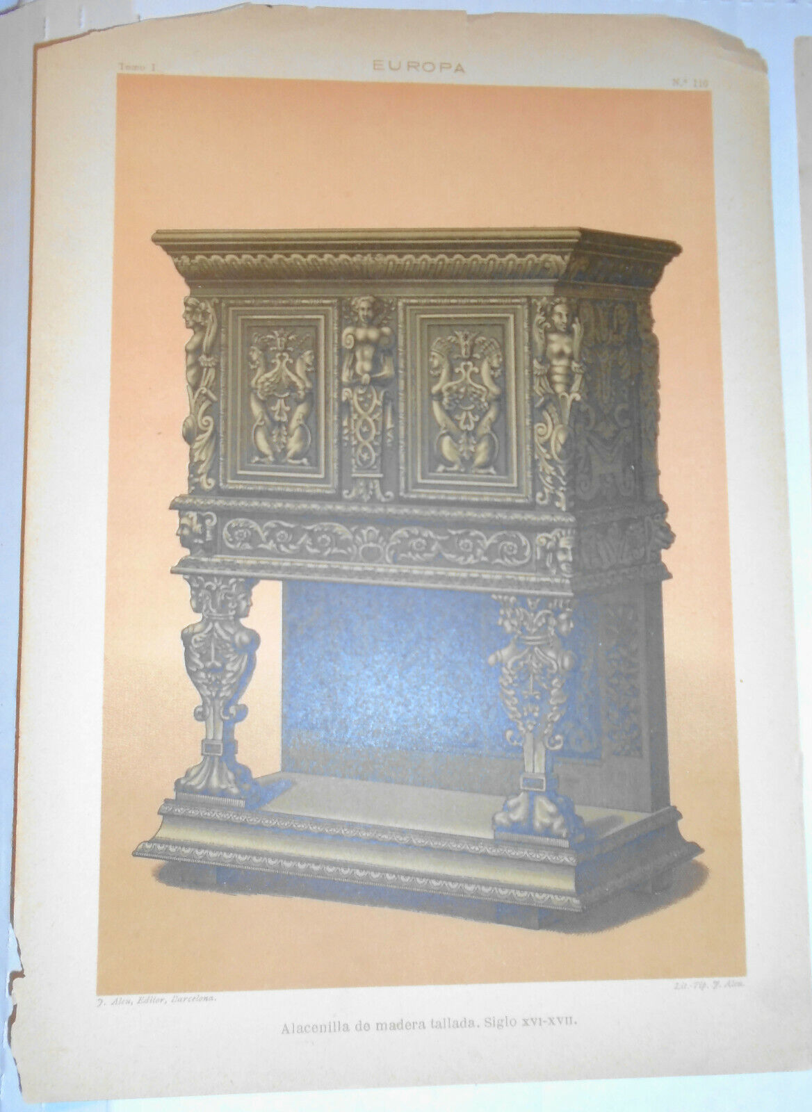 EUROPA Alacenilla - lot of two lithographs circa 1890 by J. Aleu, Barcelona.